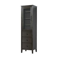 20 Inch Glass Bath Storage Glass Cabinet in Chocolate Oak