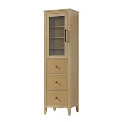 20 Inch Bath Storage Glass Cabinet in Linen Oak