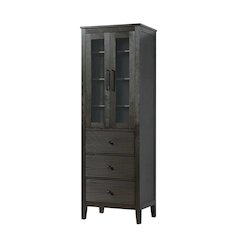 24 Inch Bath Storage Glass Cabinet in Chocolate Oak
