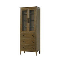28 Inch Bath Storage Glass Cabinet in Hazel Oak