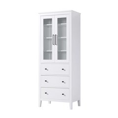 28 Inch Bath Storage Glass Cabinet in White