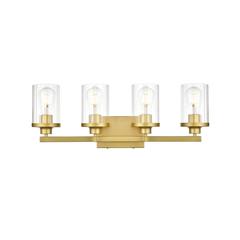 Saanvi 4 light Brass and Clear Bath Sconce