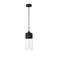 Ashwell 1 Light Black Pendant With Clear Glass