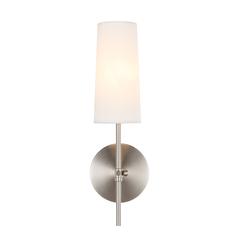 Mel 1 light Burnished Nickel and White shade wall sconce