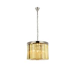 Sydney 6 light polished nickel Pendant Golden Teak (Smoky) Royal Cut Crystal