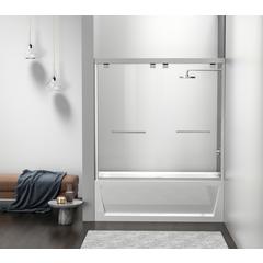 Semi-frameless tub door 60 x 60 Brushed Nickel