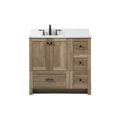 36 inch Single bathroom vanity in natural oak with backsplash