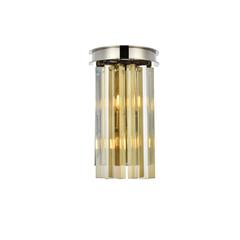 Sydney 2 light polished nickel Wall Sconce Golden Teak (Smoky) Royal Cut Crystal