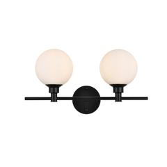 Cordelia 2 light Black and frosted white Bath Sconce