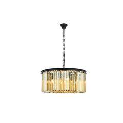 Sydney 8 light Matte Black Chandelier Golden Teak (Smoky) Royal Cut Crystal