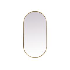 Metal Frame Oval Mirror 24x48 Inch in Brass