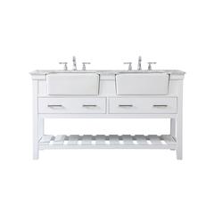 60 inch double bathroom vanity in white
