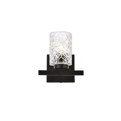 Cassie 1 light bath sconce in black with clear shade