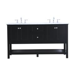 60 in. double sink bathroom vanity set in Black