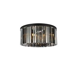 Sydney 8 light Matte Black Flush Mount Silver Shade (Grey) Royal Cut Crystal
