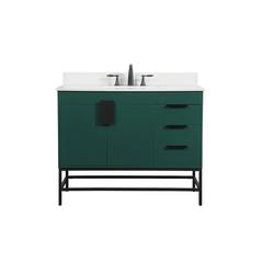 42 inch Single bathroom vanity in green with backsplash