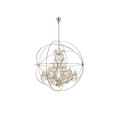 Geneva 25 light polished nickel Chandelier Golden Teak (Smoky) Royal Cut crystal