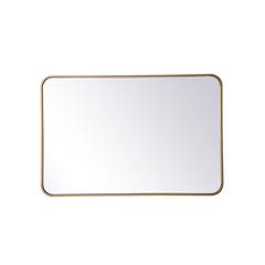 Soft corner metal rectangular mirror 24x36 inch in Brass