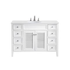 48 inch Single Bathroom vanity in White with ivory white engineered marble