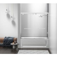 Semi-frameless tub door 60 x 60 Polished Chrome