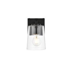 Kacey 1 light Black and Clear Bath Sconce