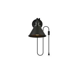 Blaise 1 light Black plug in wall sconce