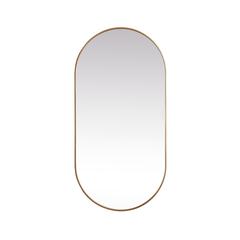 Metal Frame Oval Mirror 36x72 Inch in Brass