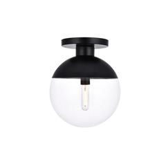 Eclipse 1 Light Black Flush Mount With Clear Glass
