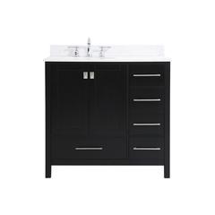36 inch Single Bathroom Vanity in Black with Backsplash