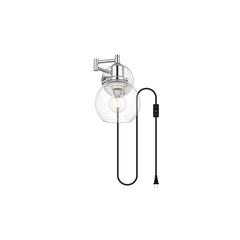 Caspian 1 light Chrome and Clear swing arm plug in wall sconce