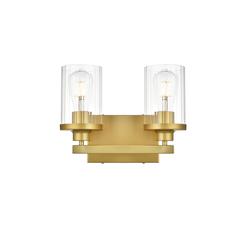 Saanvi 2 light Brass and Clear Bath Sconce
