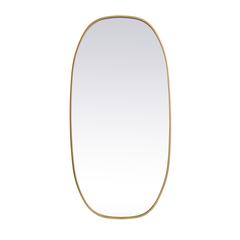 Metal Frame Oval Mirror 24x48 Inch in Brass
