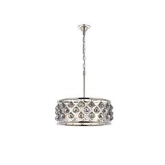 Madison 5 light polished Nickel Chandelier Silver Shade (Grey) Royal Cut Crystal