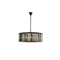 Sydney 10 light Matte Black Chandelier Silver Shade (Grey) Royal Cut Crystal