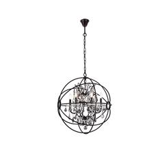 Geneva 6 light Dark Bronze Chandelier Silver Shade (Grey) Royal Cut crystal