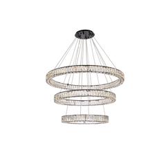 Monroe 41 inch LED triple ring chandelier in black