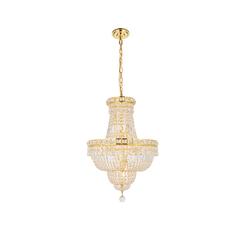 Tranquil 12 light Gold Pendant Clear Royal Cut Crystal