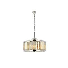 Chelsea 8 light polished nickel Chandelier Golden Teak (Smoky) Royal Cut Crystal