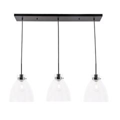 Frey 3 light Black and Clear glass pendant