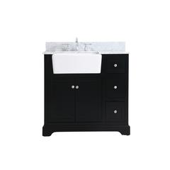 36 inch Single bathroom vanity in black with backsplash