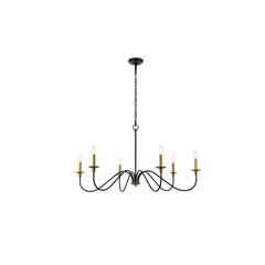 Rohan 42 inch chandelier in matte black and brass