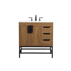 32 inch Single bathroom vanity in walnut brown