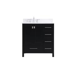 32 inch Single Bathroom Vanity in Black with Backsplash
