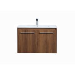30 inch  Single Bathroom Floating Vanity in Walnut Brown