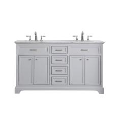 60 In. Double Bathroom Vanity Set In Light Grey