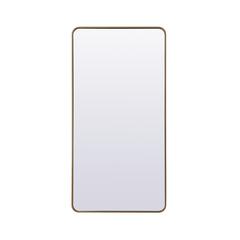 Soft Corner Metal Rectangle Full Length Mirror 30x60 Inch in Brass