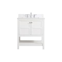 30 inch Single Bathroom Vanity in White with Backsplash