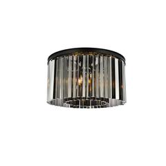 Sydney 8 light Matte Black Flush Mount Silver Shade (Grey) Royal Cut Crystal