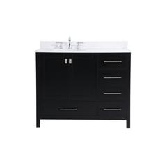 42 inch Single Bathroom Vanity in Black with Backsplash