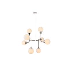 Hanson 8 lights pendant in polished nickel with frosted shade